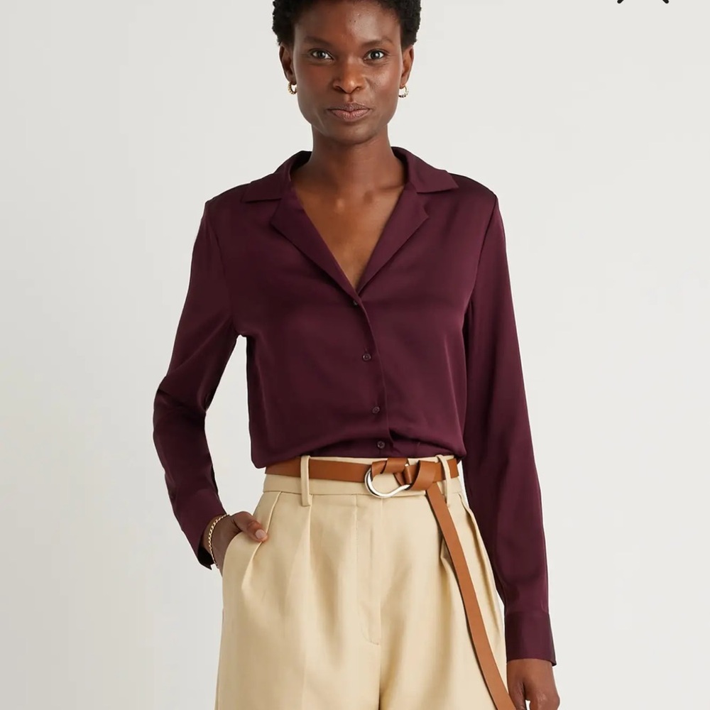 Quince Deep Purple Button-Up Blouse